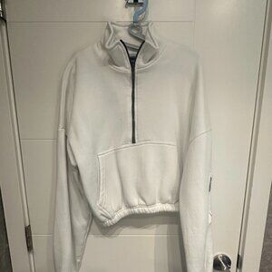 Pretty Little Thing White Contrast Half Zip Hoodie